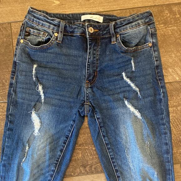 Kancan Cora Mid Rise Super Skinny Jeans Distressed Dark Wash Size 11/29 - Picture 5 of 11